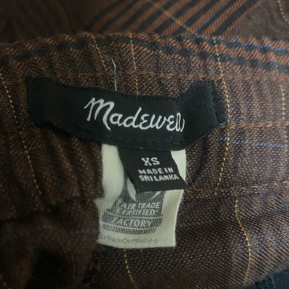 Madewell Pull On Elastic Waist Brown Plaid Pants Size XS - Picture 6 of 6